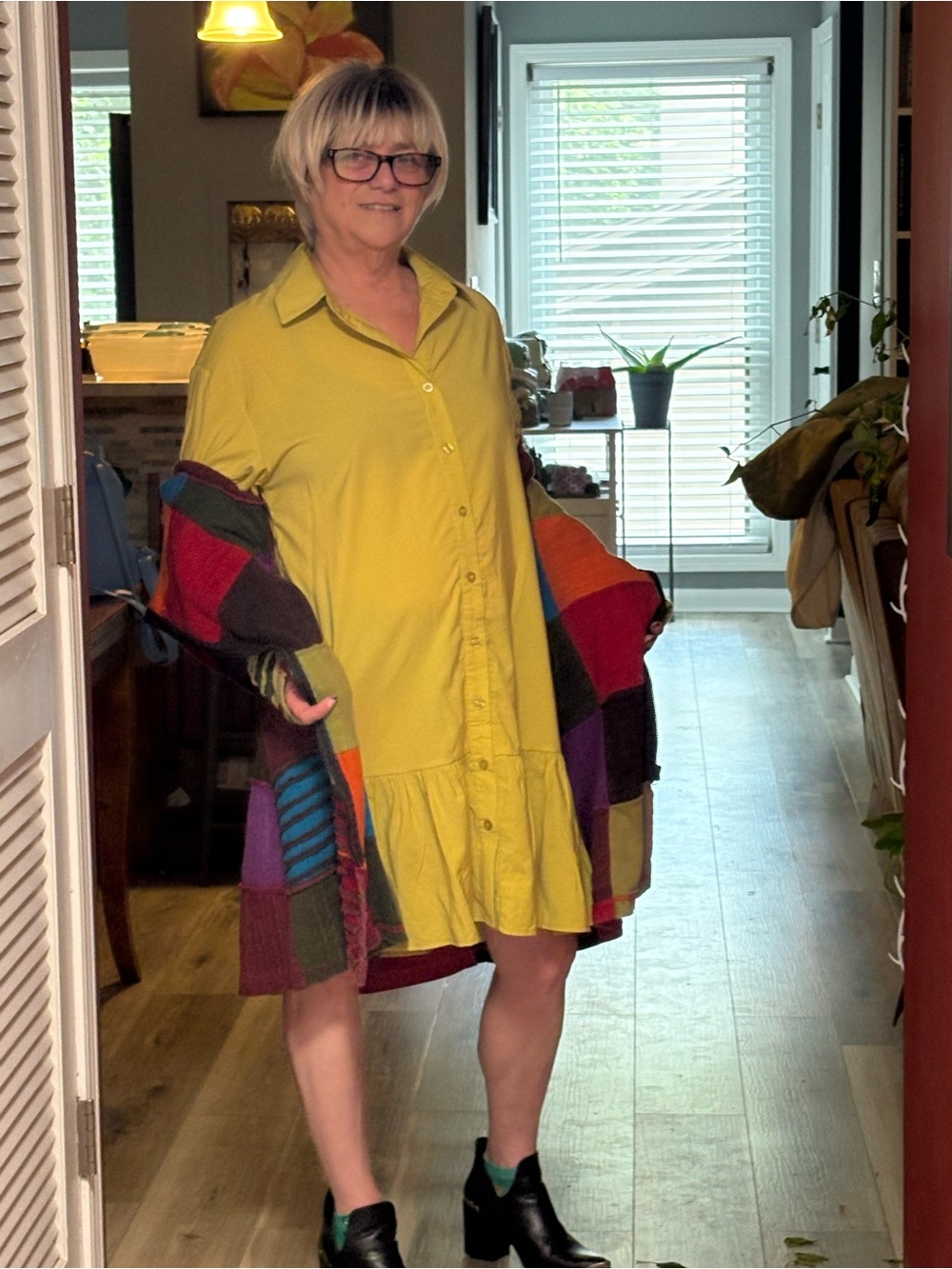 Women’s Yellow Button-Front Shirt Dress